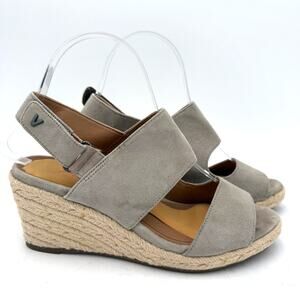 Vionic Brooke Slide On Leather Espadrille Heels Size 6.5